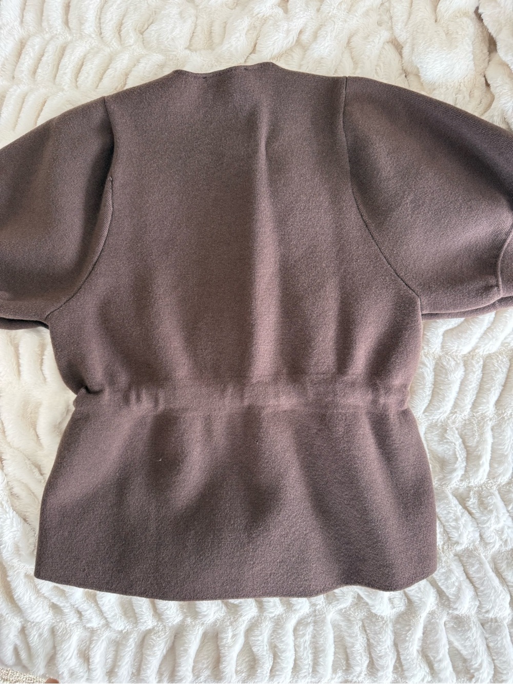 Zara Brown Short-Sleeve Tie-Waist Sweater - Picture 2 of 4